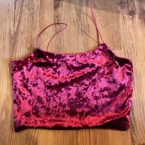Garage Velvet Cami Crop-Top Red/Burgundy/Maroon